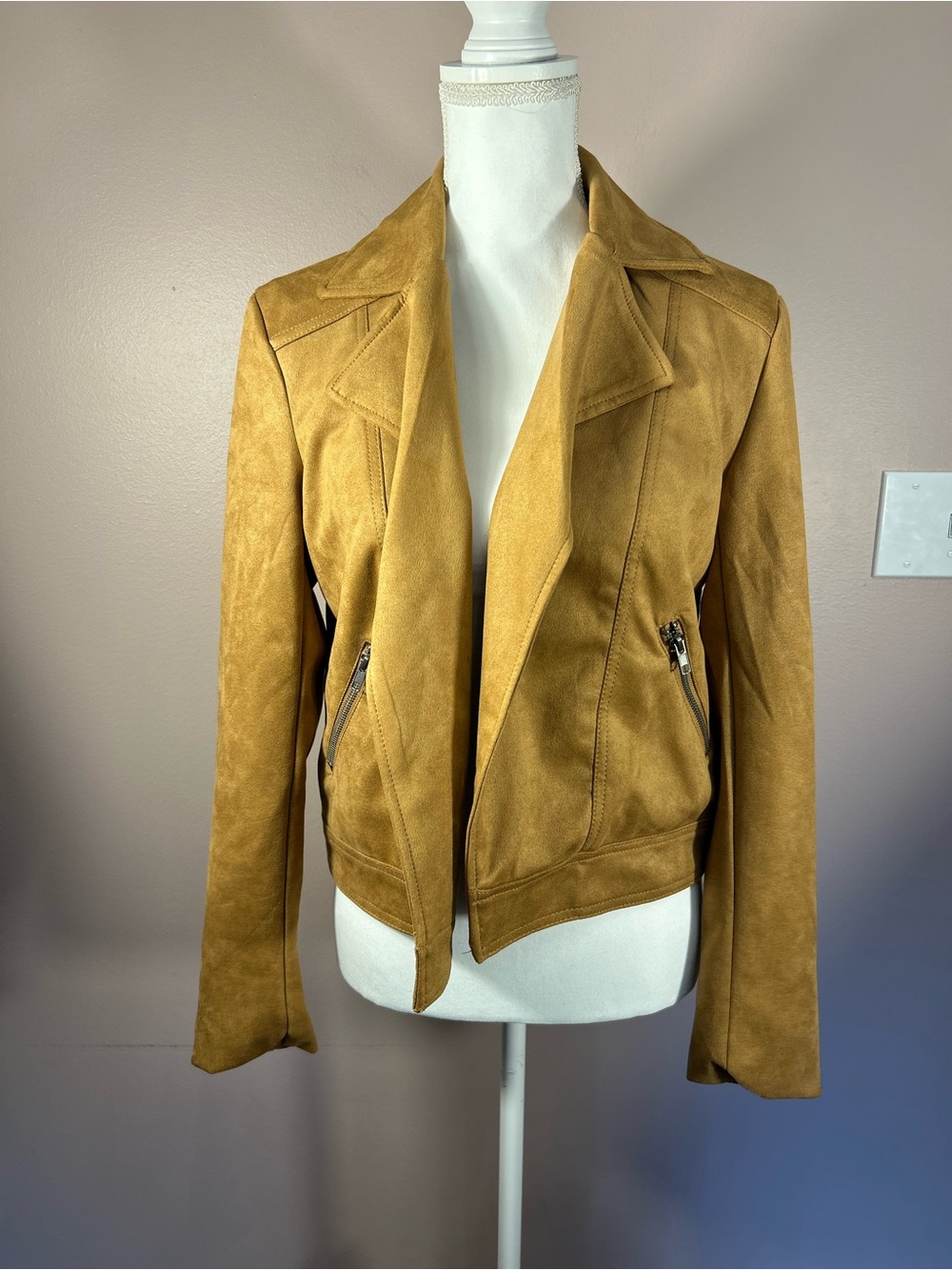 Philosophy Camel Suede-Look Moto Jacket